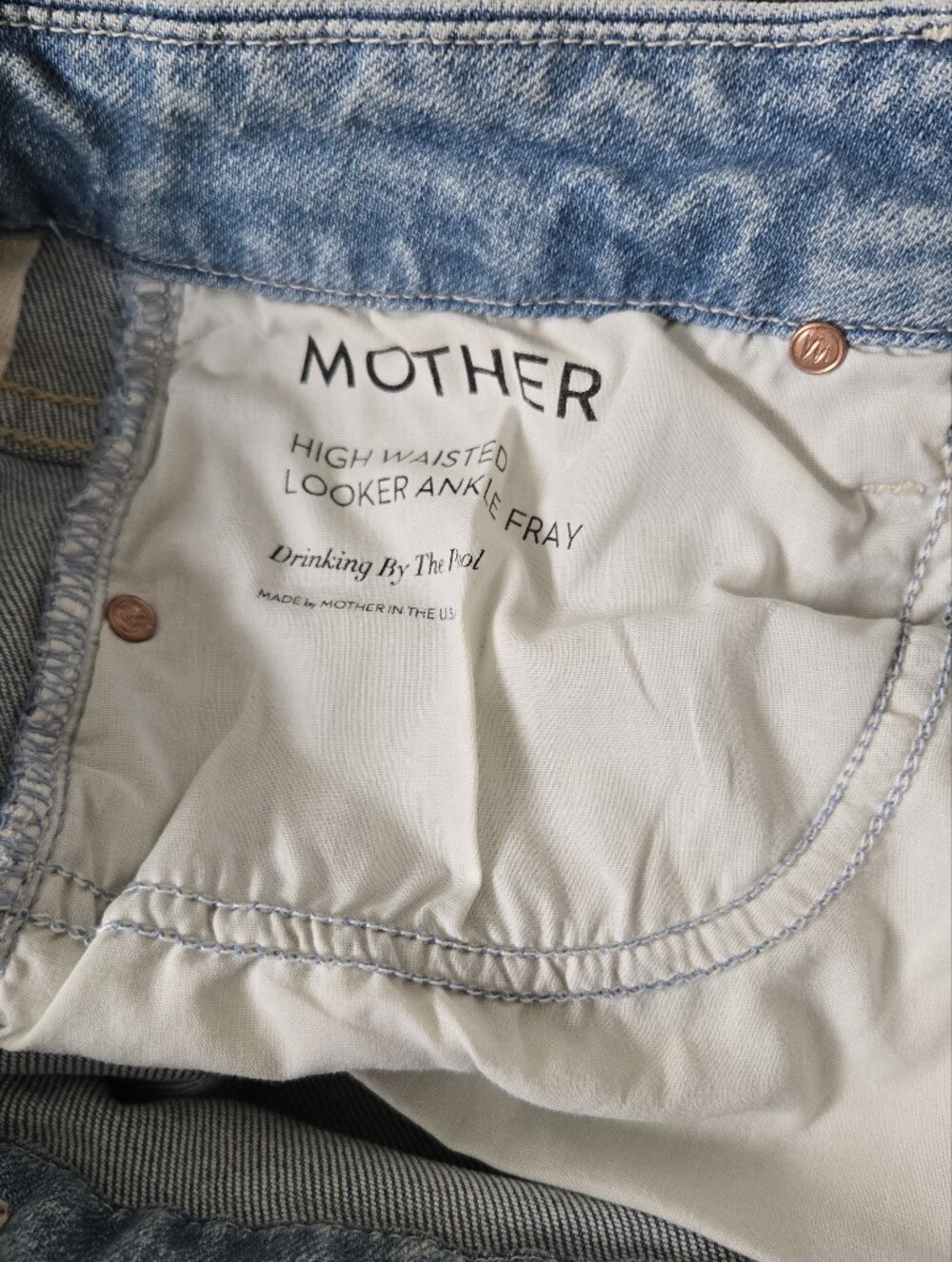 MOTHER High Waisted Looker‎ Ankle Fray Drinking By the Pool Jeans size 29 Skinny - Picture 13 of 16